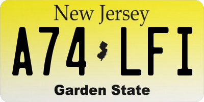 NJ license plate A74LFI