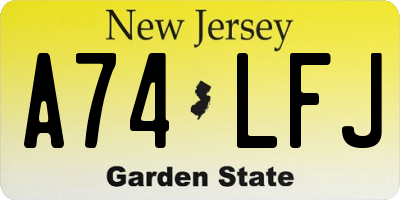 NJ license plate A74LFJ