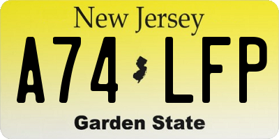 NJ license plate A74LFP