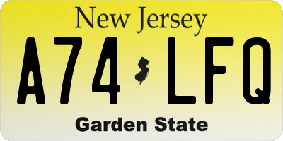 NJ license plate A74LFQ
