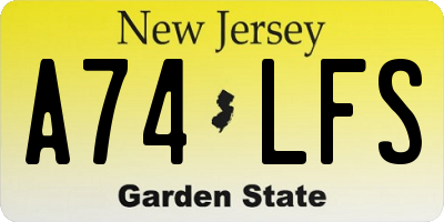 NJ license plate A74LFS