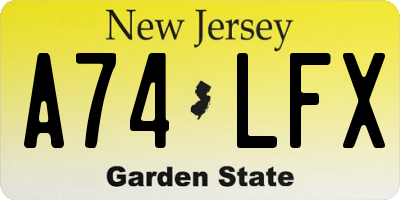NJ license plate A74LFX