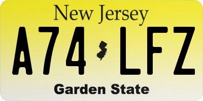 NJ license plate A74LFZ