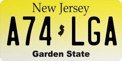 NJ license plate A74LGA