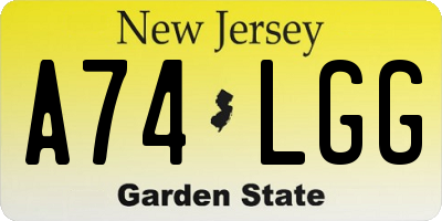 NJ license plate A74LGG
