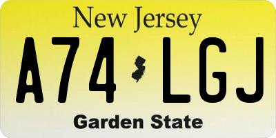 NJ license plate A74LGJ