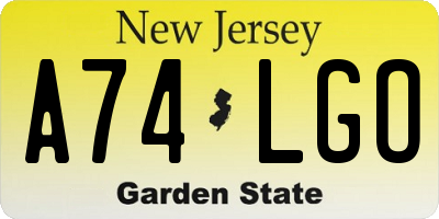 NJ license plate A74LGO