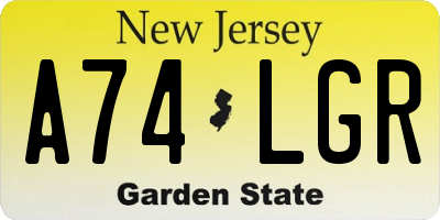 NJ license plate A74LGR