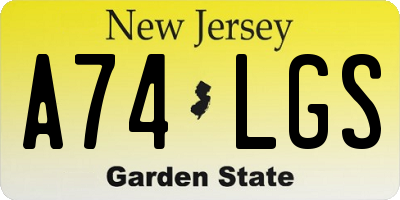 NJ license plate A74LGS