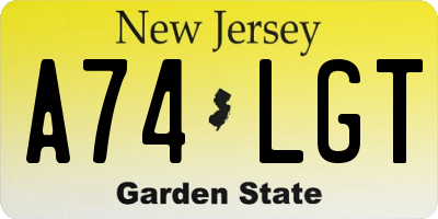 NJ license plate A74LGT
