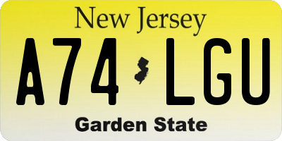 NJ license plate A74LGU