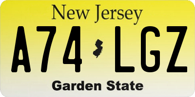 NJ license plate A74LGZ