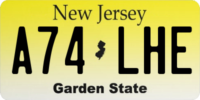 NJ license plate A74LHE