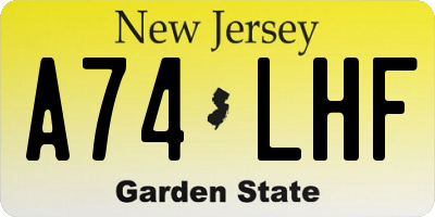 NJ license plate A74LHF