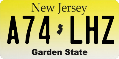 NJ license plate A74LHZ