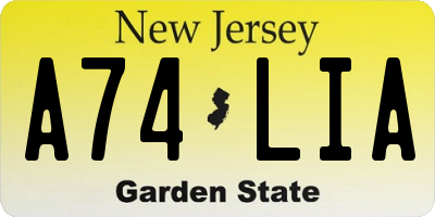 NJ license plate A74LIA