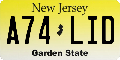 NJ license plate A74LID