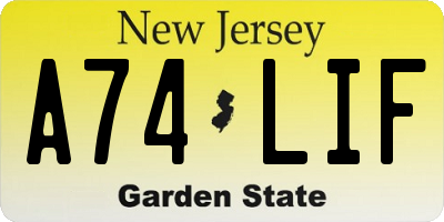 NJ license plate A74LIF