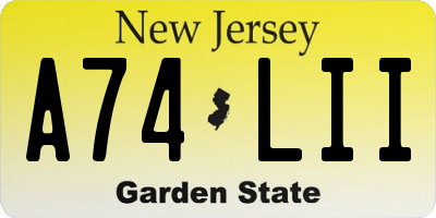 NJ license plate A74LII