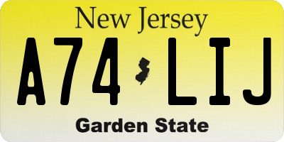NJ license plate A74LIJ