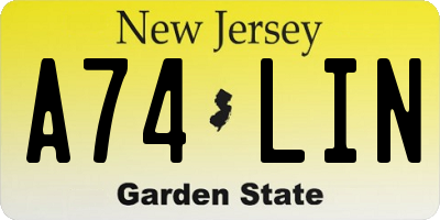 NJ license plate A74LIN