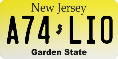 NJ license plate A74LIO