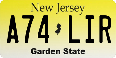 NJ license plate A74LIR