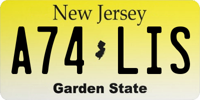 NJ license plate A74LIS