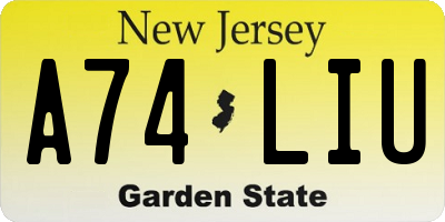 NJ license plate A74LIU