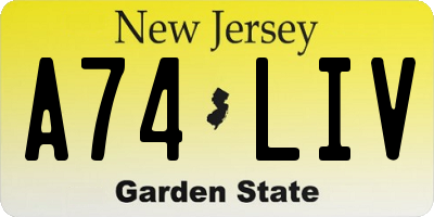 NJ license plate A74LIV