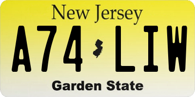 NJ license plate A74LIW