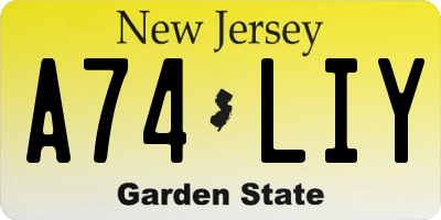 NJ license plate A74LIY