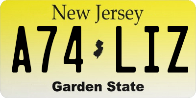NJ license plate A74LIZ