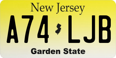 NJ license plate A74LJB