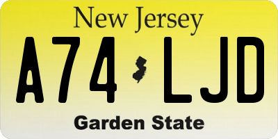 NJ license plate A74LJD