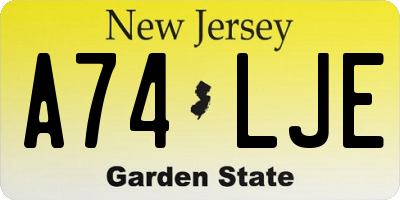 NJ license plate A74LJE