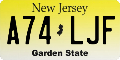 NJ license plate A74LJF