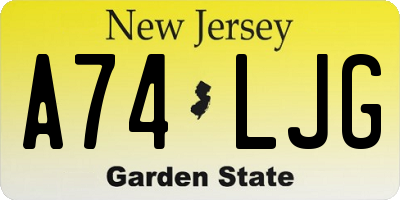 NJ license plate A74LJG