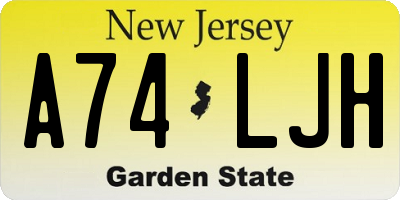 NJ license plate A74LJH