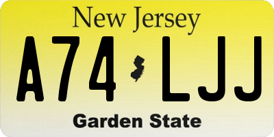 NJ license plate A74LJJ