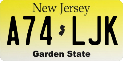 NJ license plate A74LJK
