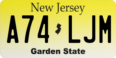 NJ license plate A74LJM