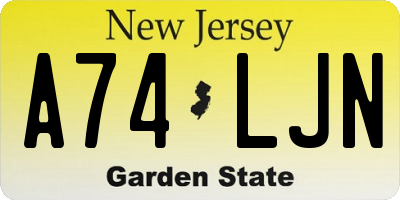 NJ license plate A74LJN