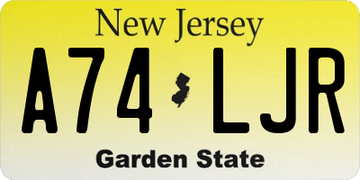 NJ license plate A74LJR