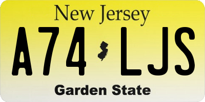 NJ license plate A74LJS