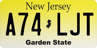 NJ license plate A74LJT