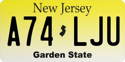 NJ license plate A74LJU