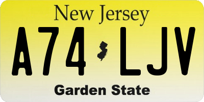 NJ license plate A74LJV