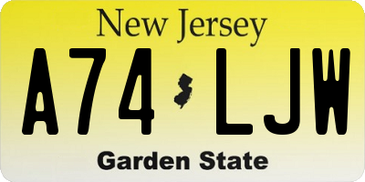 NJ license plate A74LJW