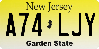 NJ license plate A74LJY